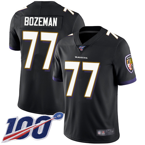 Baltimore Ravens Limited Black Men Bradley Bozeman Alternate Jersey NFL Football #77 100th Season Vapor Untouchable->women nfl jersey->Women Jersey